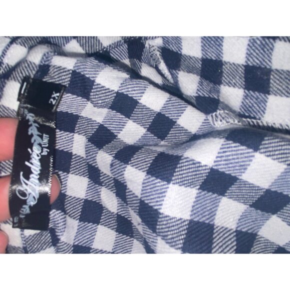 Andree By Unit 1/4 Zip Flannel Shirt Womens Blue Plaid Long Sleeve 2x NWT - Picture 5 of 6